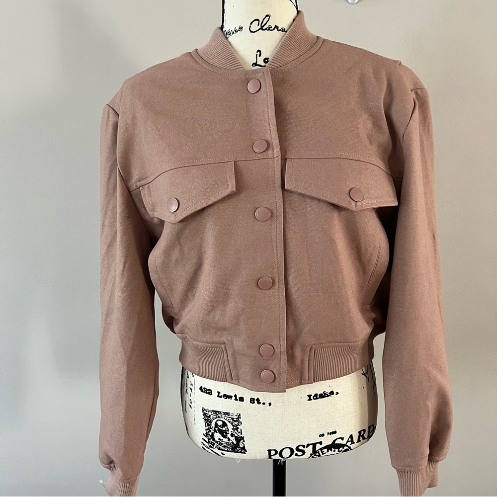 Blank nyc Woven bomber jacket Ladies size medium Hot mocha pink